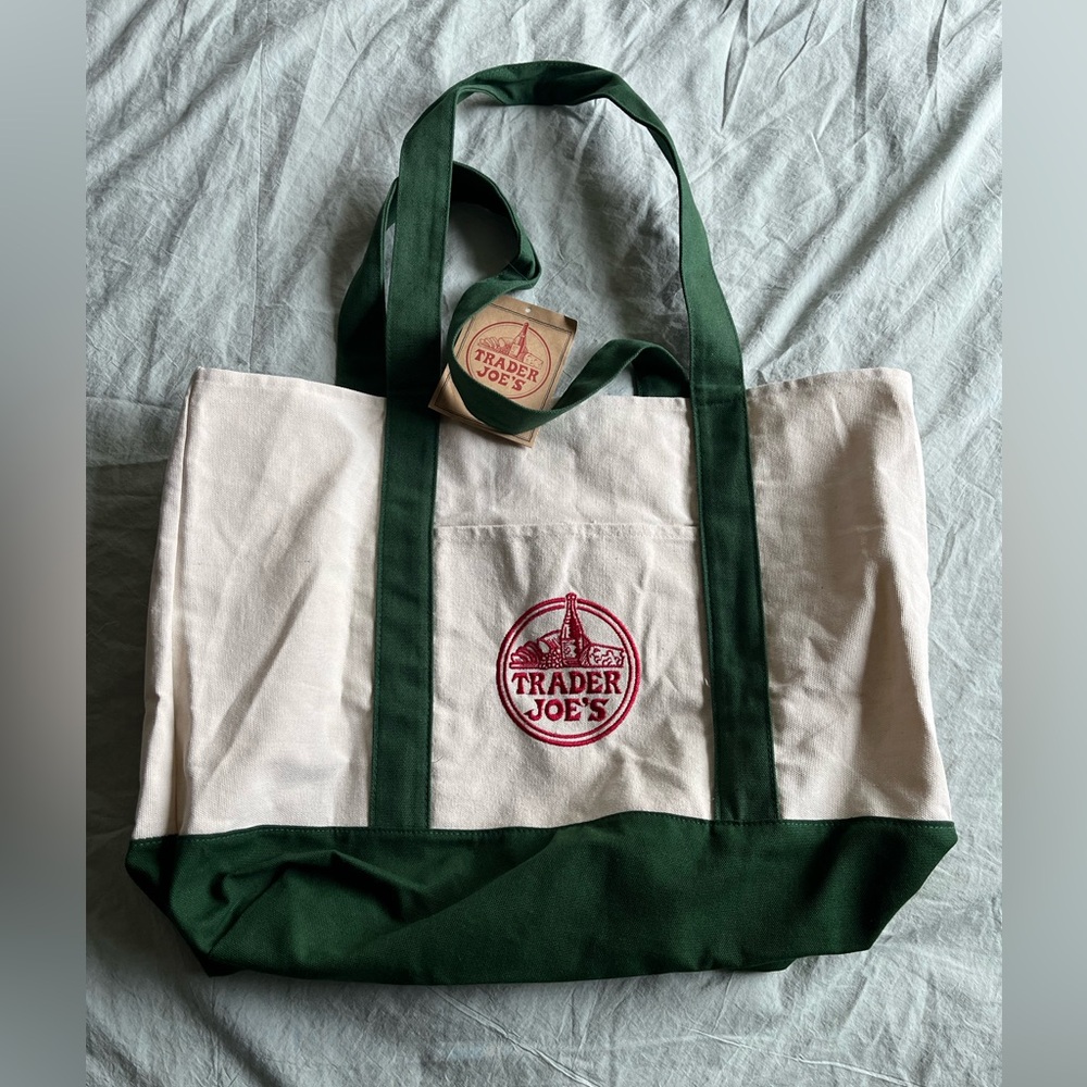 Trader Joe’s large Canvas Tote Bag Green LIMITED NWT
New with tags